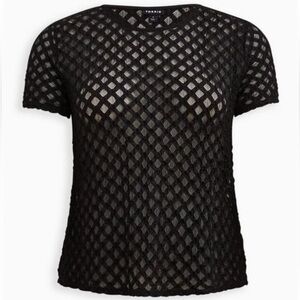 Sheer Geometrical Crew Neck Tee